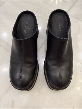 Naked Feet Black Leather Slip-On Clogs